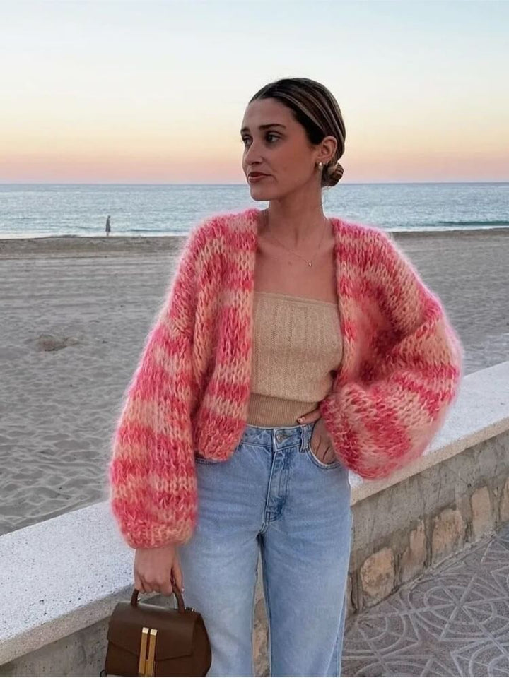 Dorottie - Pull stylisé en tricot rayé ouvert pour femmes
