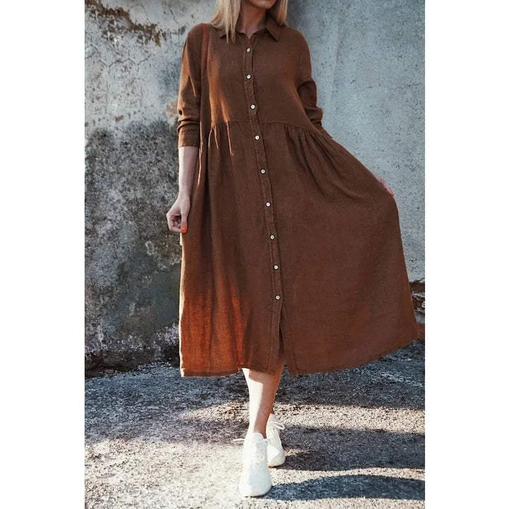Jenny | Stylish Long Women's Dress with Elegant Polo Collar