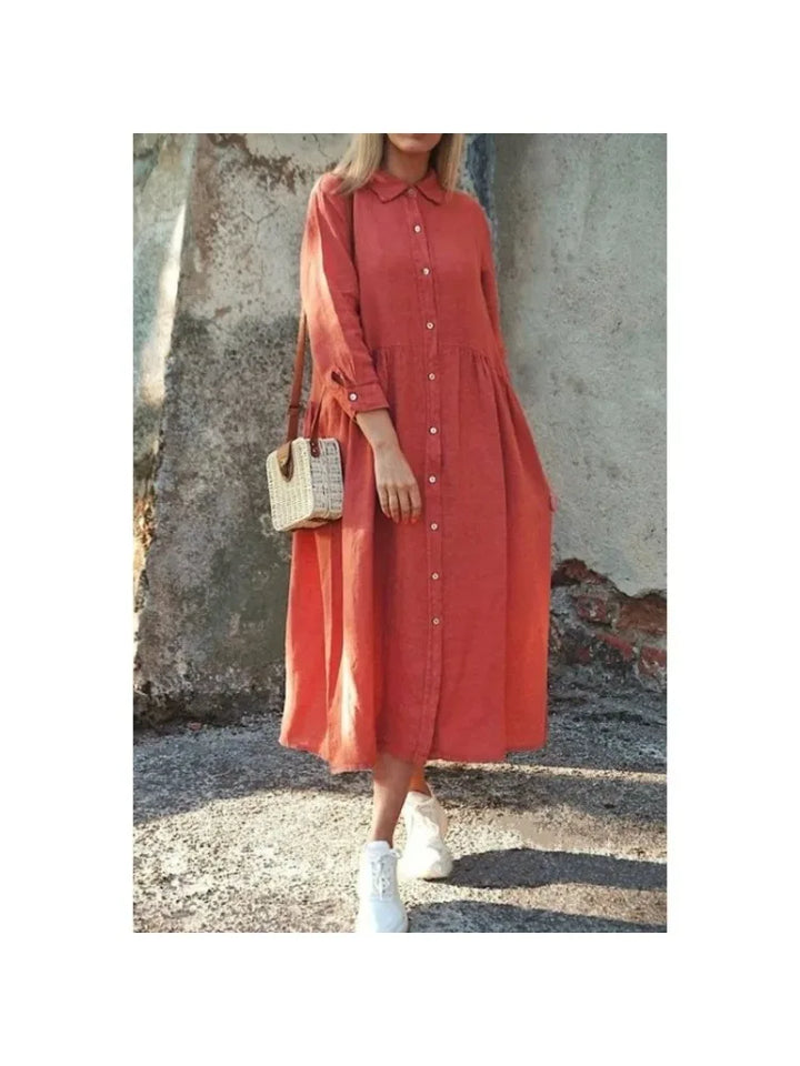 Jenny | Stylish Long Women's Dress with Elegant Polo Collar