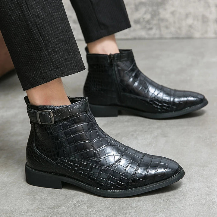 Baron | Classic Leather Buckle Ankle Boots
