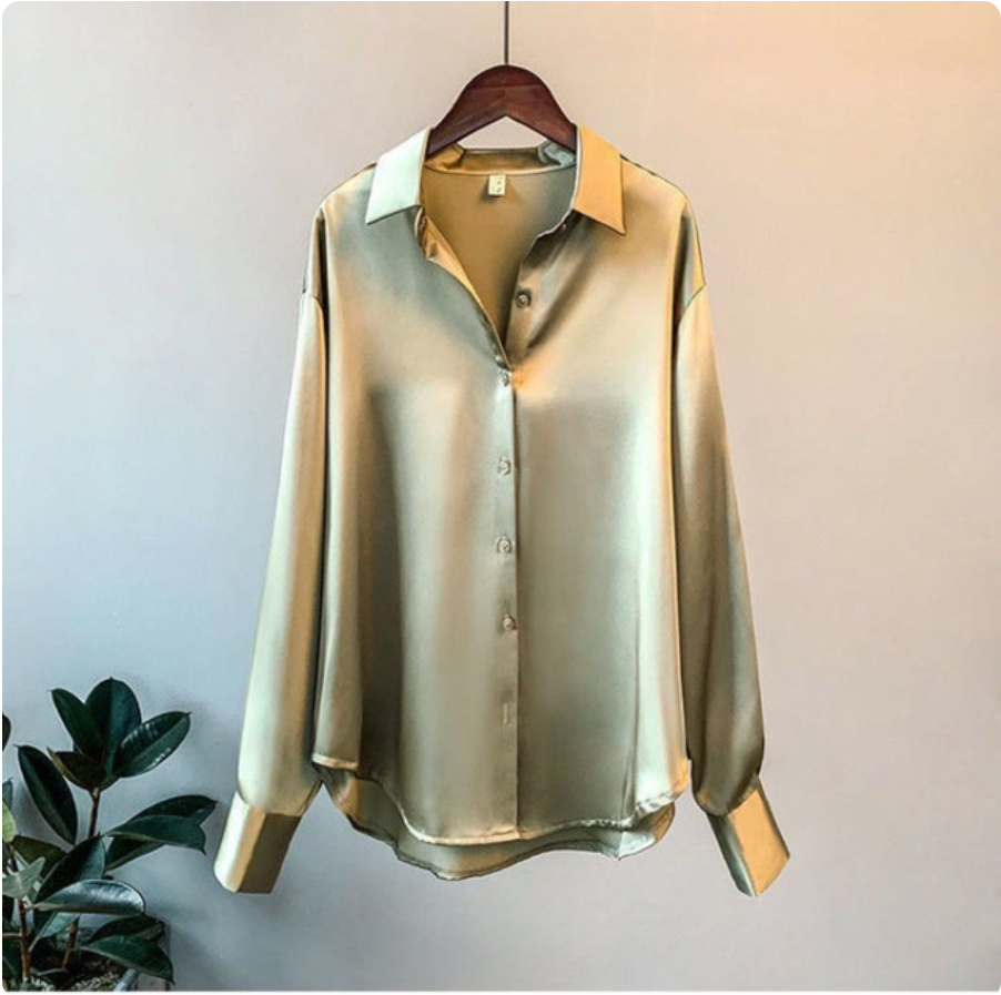 Mireille™ - Blouse en satin à manches longues