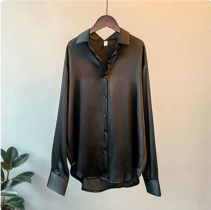 Mireille™ - Blouse en satin à manches longues