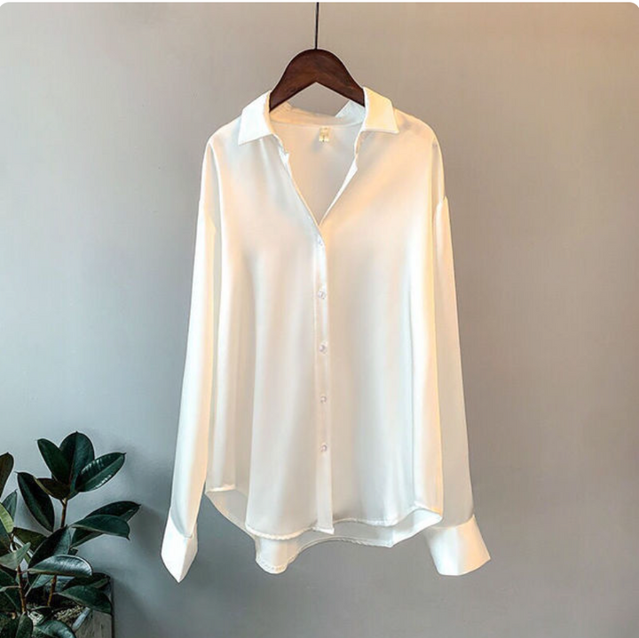 Mireille™ - Blouse en satin à manches longues