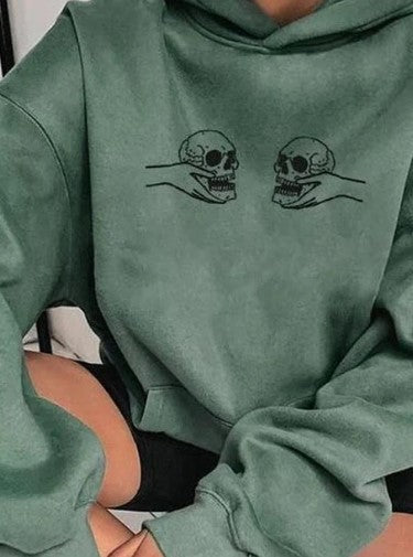 Ghislaine - Sweat à capuche tendance pour femmes avec imprimé squelette stylisé