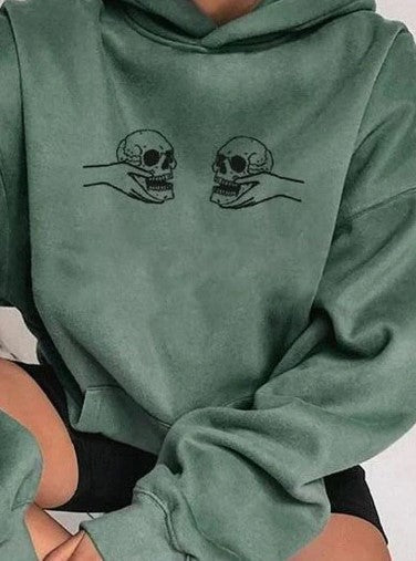 Ghislaine - Sweat à capuche tendance pour femmes avec imprimé squelette stylisé