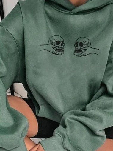 Ghislaine - Sweat à capuche tendance pour femmes avec imprimé squelette stylisé