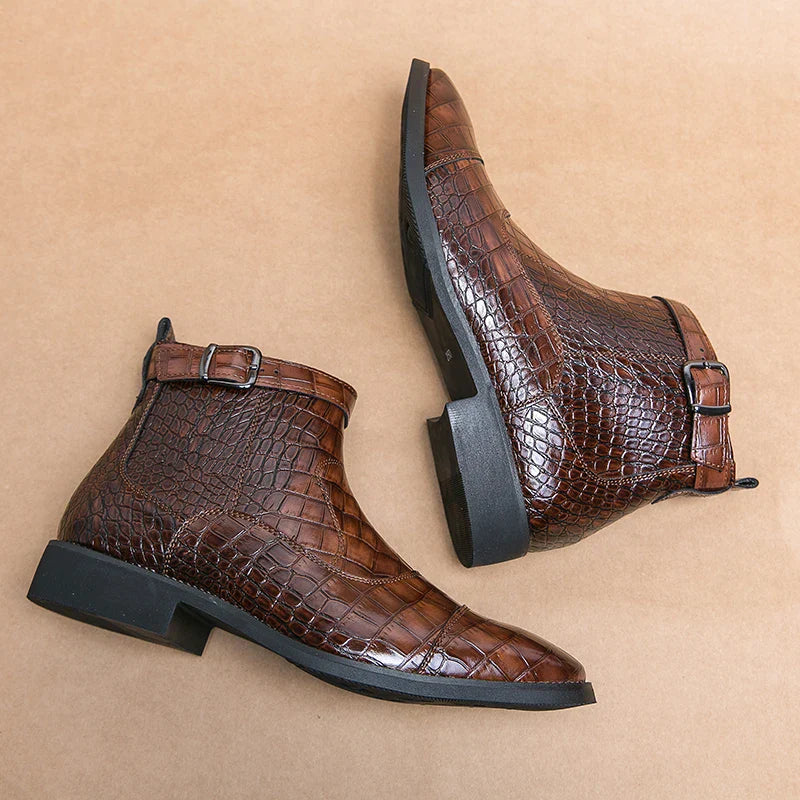 Baron | Classic Leather Buckle Ankle Boots