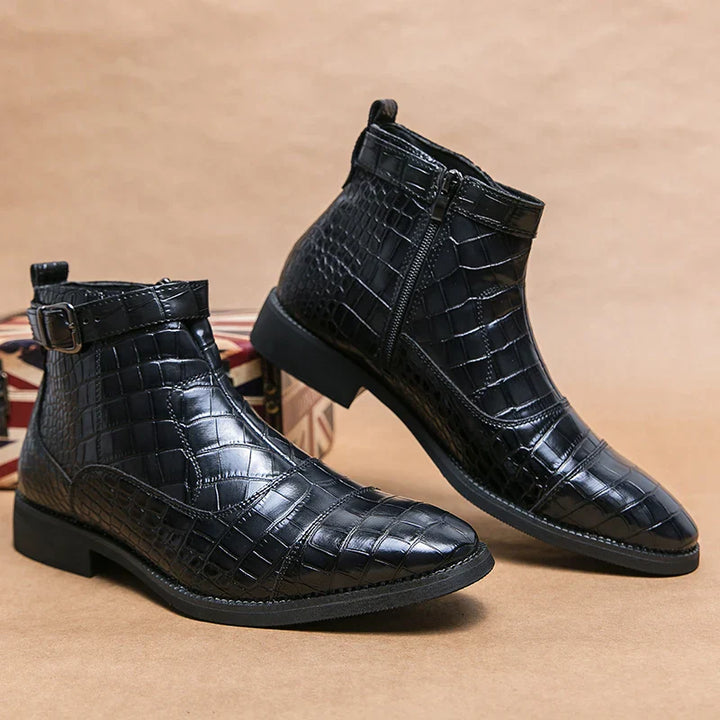 Baron | Classic Leather Buckle Ankle Boots