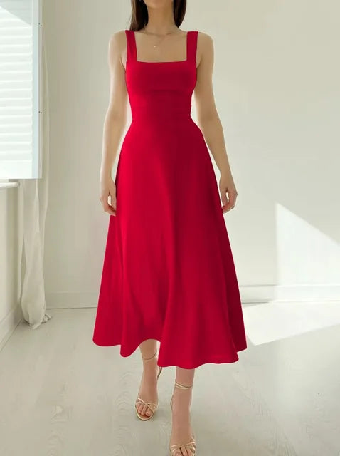 Robe élégante de style A-line avec encolure de luxe et design cintré | Eva