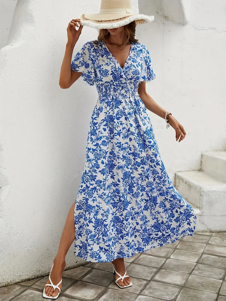 Azura | Robe longue élégante bleu de Delft