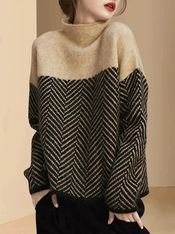 Pull irlandais pour femmes avec col montant de luxe