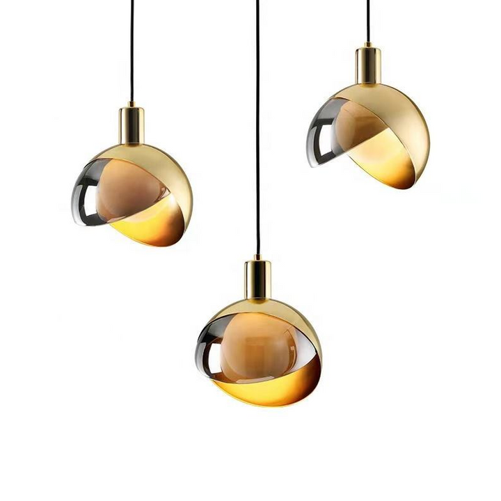 Lampe suspendue moderne en verre doré