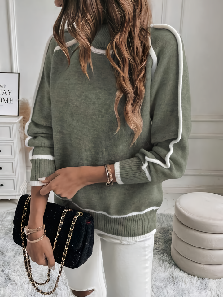 Daniella - Cosy Olive-coloured Cotton Sweater for Women