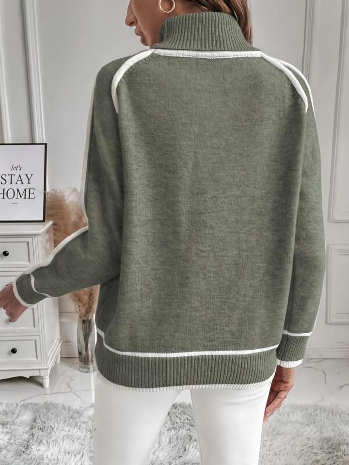 Daniella - Cosy Olive-coloured Cotton Sweater for Women