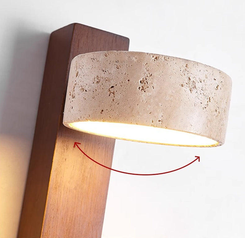 Lampe murale élégante en travertin Wabi Sabi blanc cassé