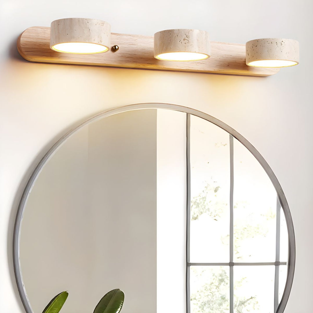 Lampe murale en travertin Duo avec support élégant