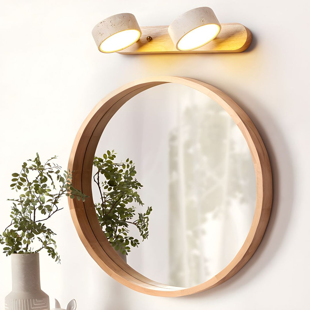 Lampe murale en travertin Duo avec support élégant