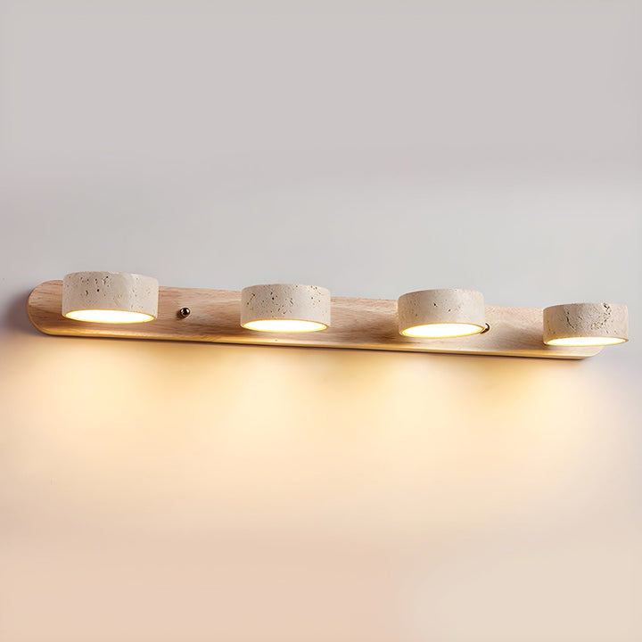 Lampe murale en travertin Duo avec support élégant