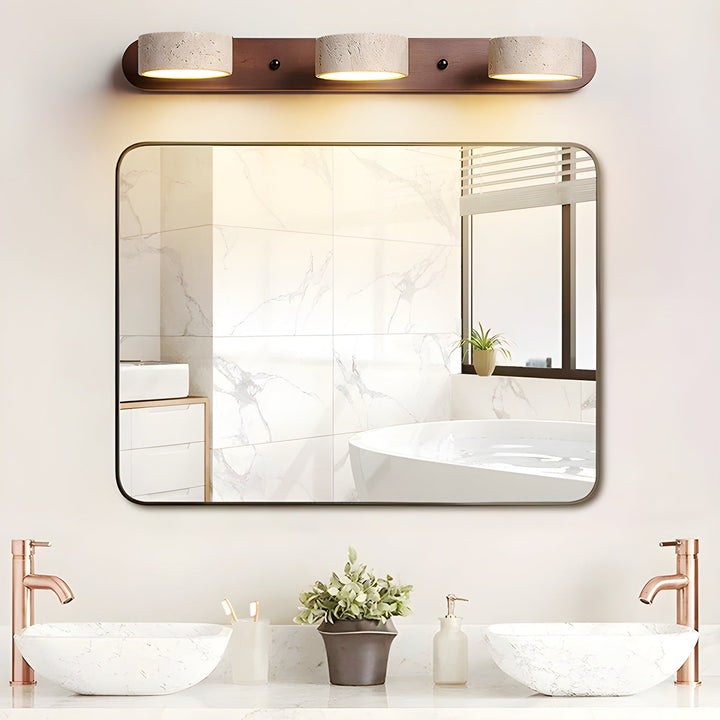 Lampe murale en travertin Duo avec support élégant