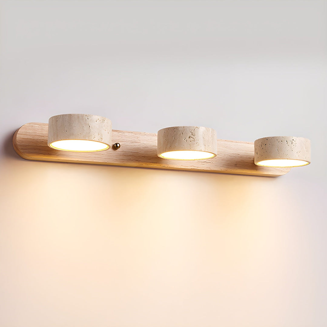 Lampe murale en travertin Duo avec support élégant
