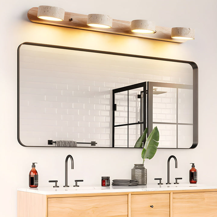 Lampe murale en travertin Duo avec support élégant