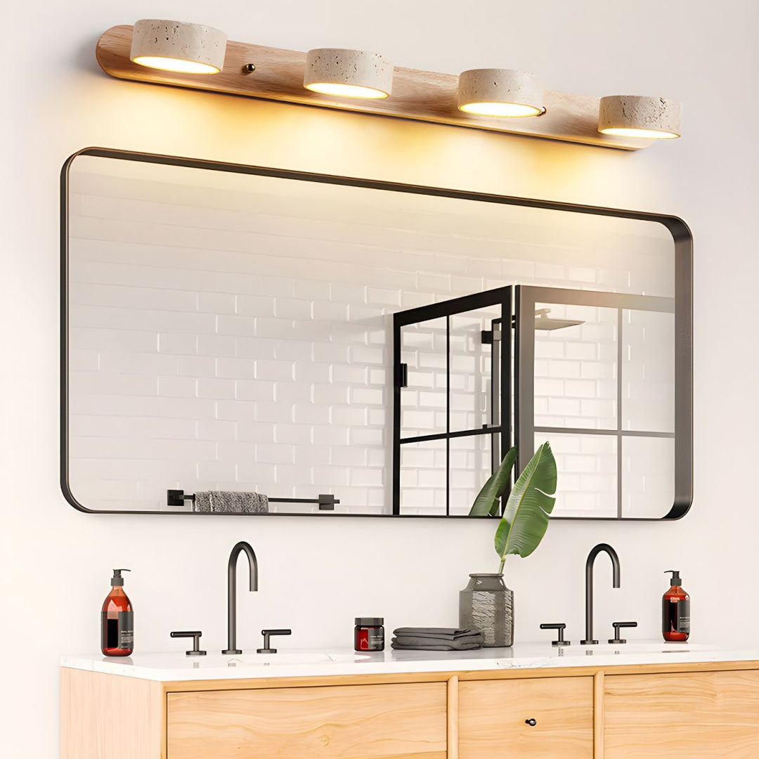 Lampe murale en travertin Duo avec support élégant