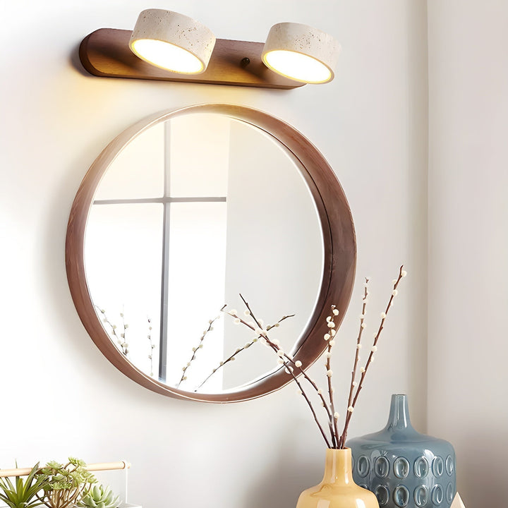 Lampe murale en travertin Duo avec support élégant
