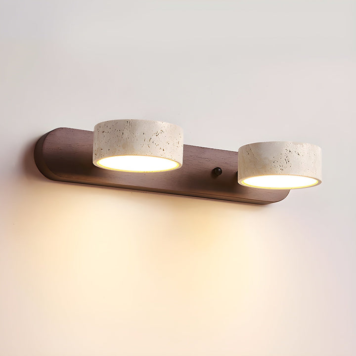 Lampe murale en travertin Duo avec support élégant