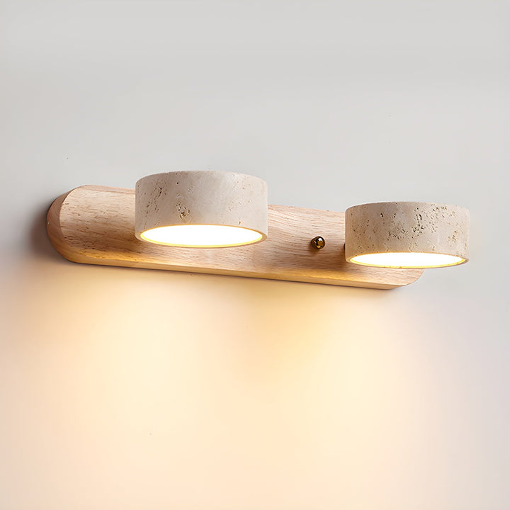 Lampe murale en travertin Duo avec support élégant