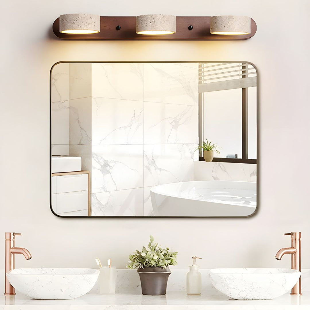 Lampe murale en travertin Duo avec support élégant
