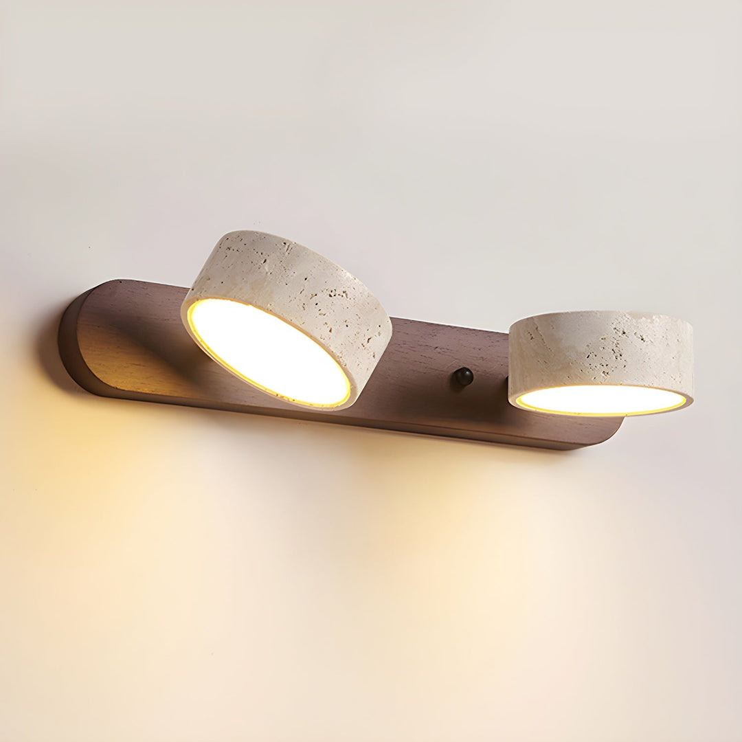 Lampe murale en travertin Duo avec support élégant