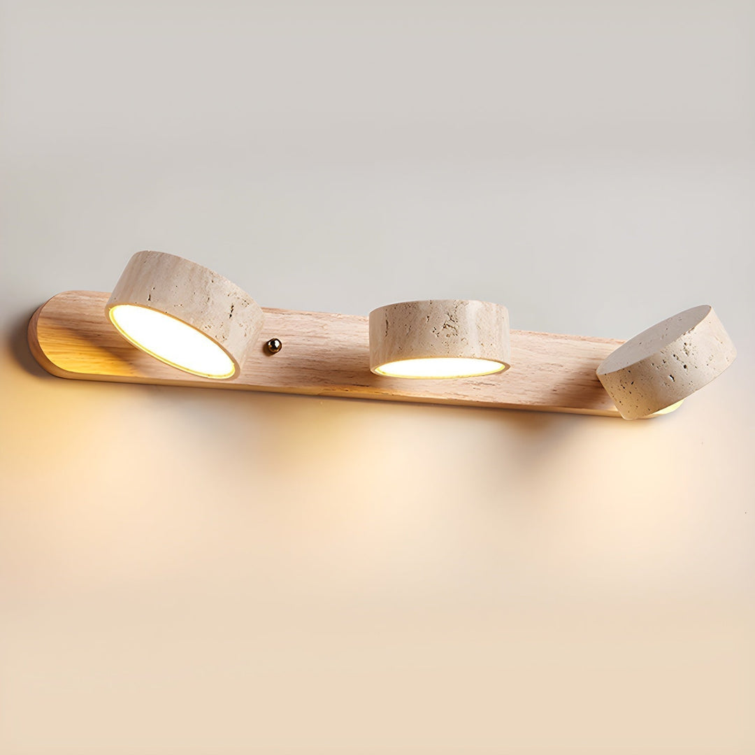 Lampe murale en travertin Duo avec support élégant