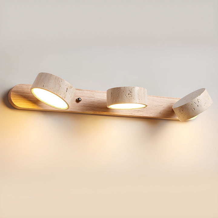 Lampe murale en travertin Duo avec support élégant
