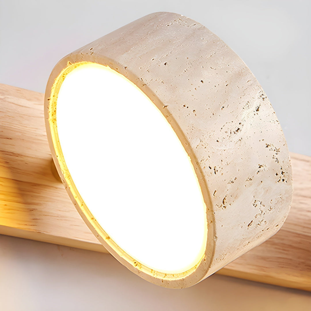 Lampe murale en travertin Duo avec support élégant