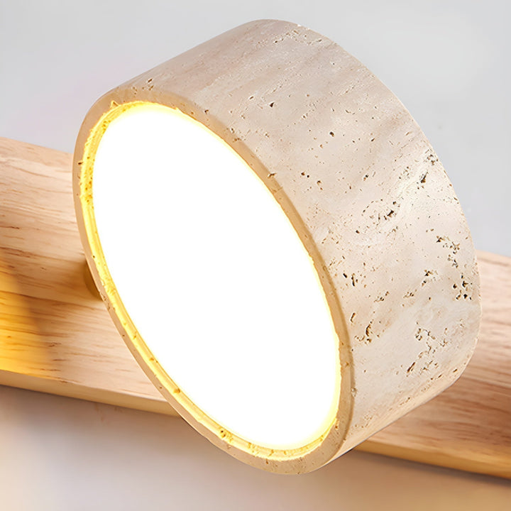 Lampe murale en travertin Duo avec support élégant