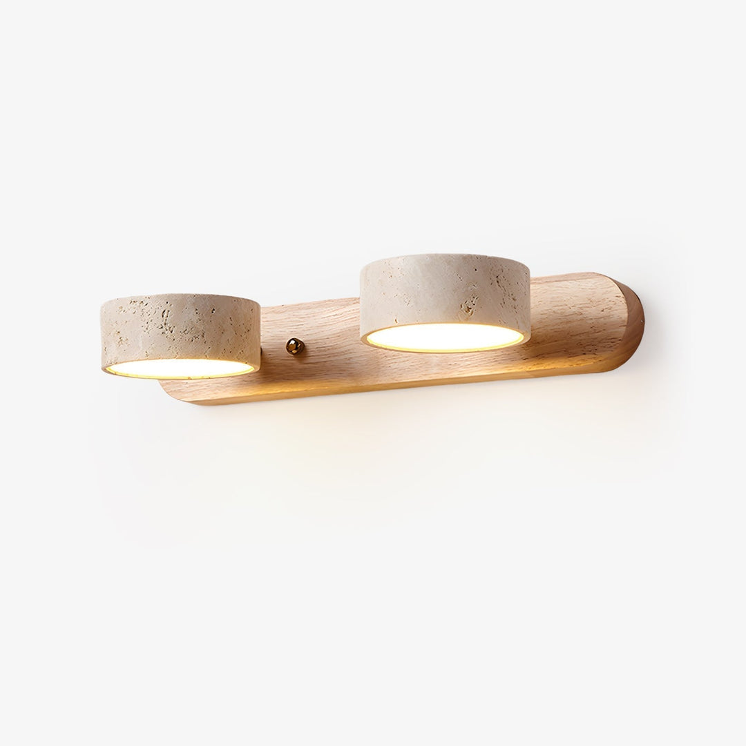 Lampe murale en travertin Duo avec support élégant