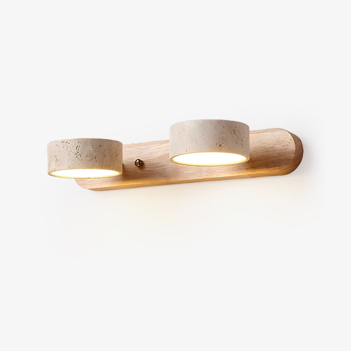 Lampe murale en travertin Duo avec support élégant