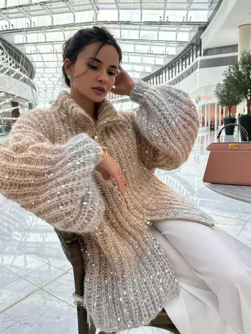 Demi - Cardigan de luxe en soie pour femmes à l'allure rayonnante