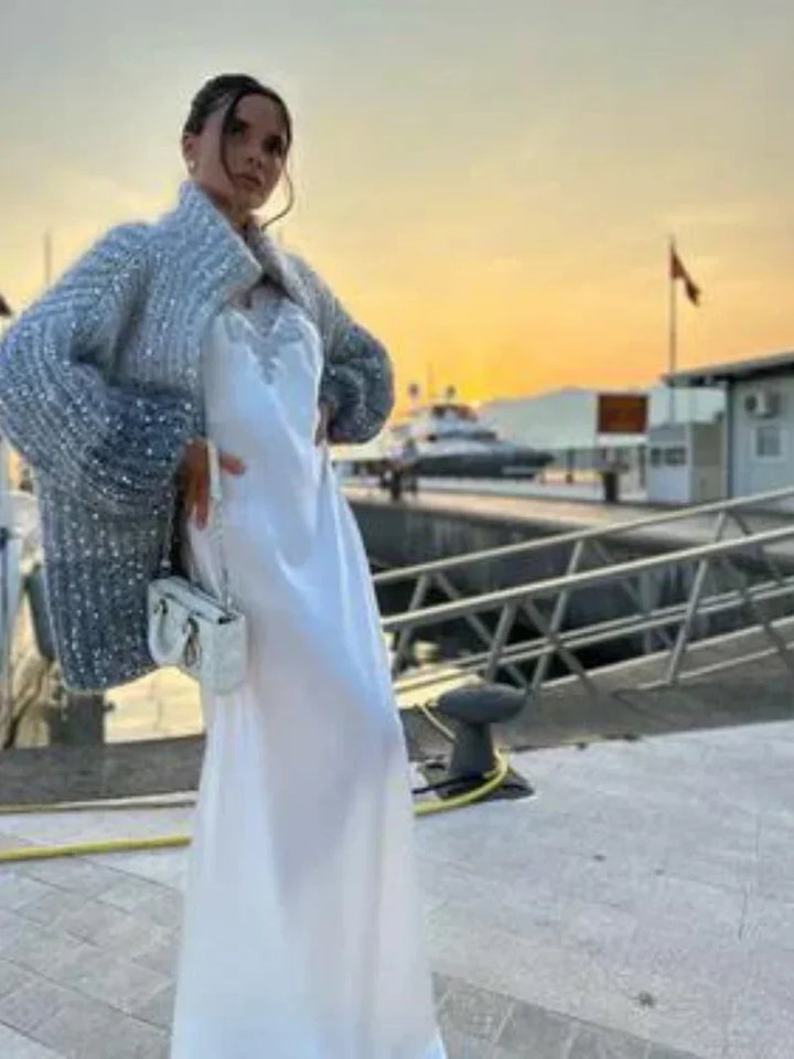 Demi - Cardigan de luxe en soie pour femmes à l'allure rayonnante