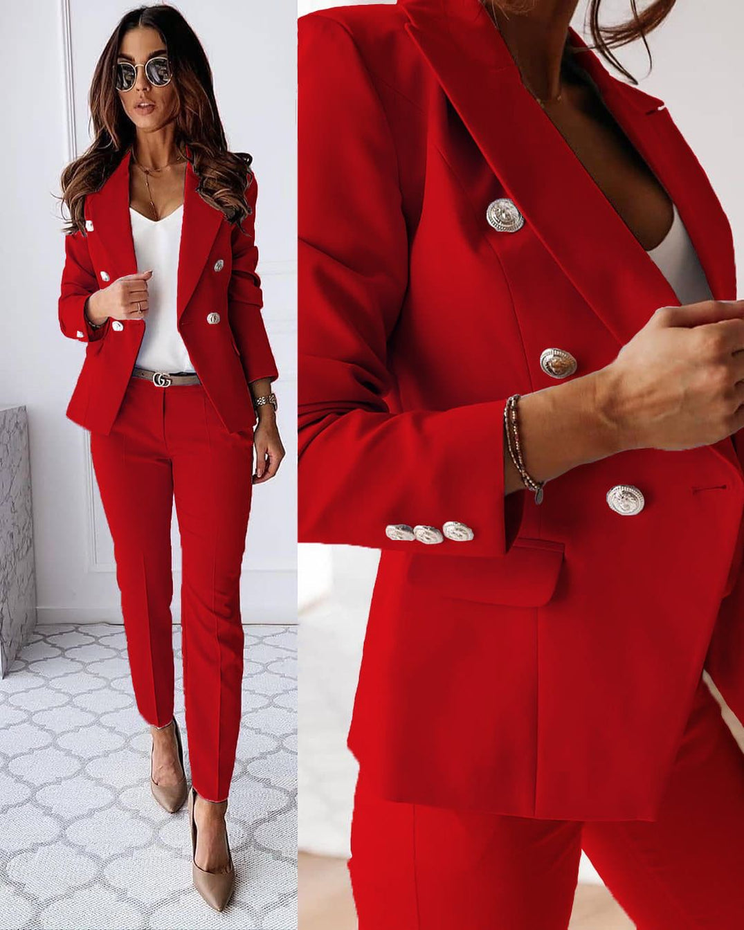 Pantalon chic avec veste élégante (veste disponible séparément)