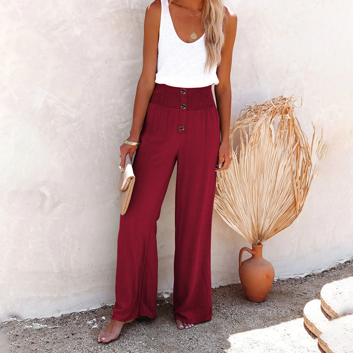 HILLA - Pantalon tendance taille haute à coupe décontractée