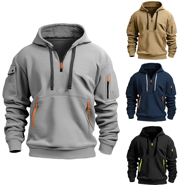Adriaan | Sweat à capuche tendance avec demi-fermeture éclair élégante