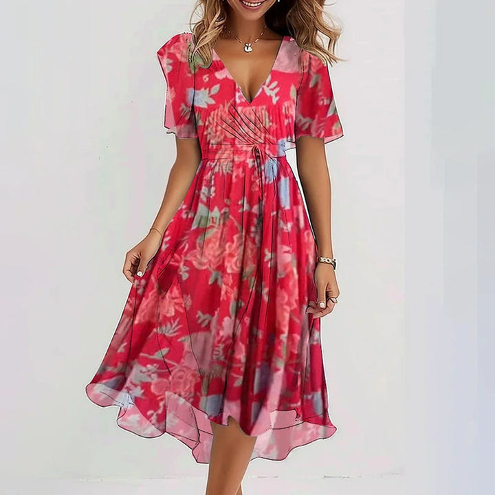LD | Robe Portefeuille Asymétrique à Manches Bouffantes – Style Glamour
