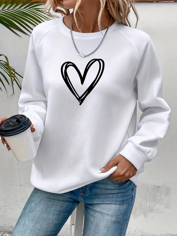 Jasmine - Pull élégant avec imprimé cœur tendance