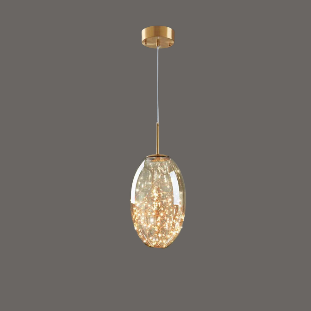 Lampe suspendue étoilée en verre gris pour une atmosphère enchanteresse