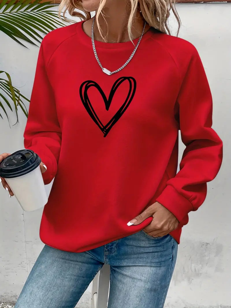 Jasmine - Pull élégant avec imprimé cœur tendance