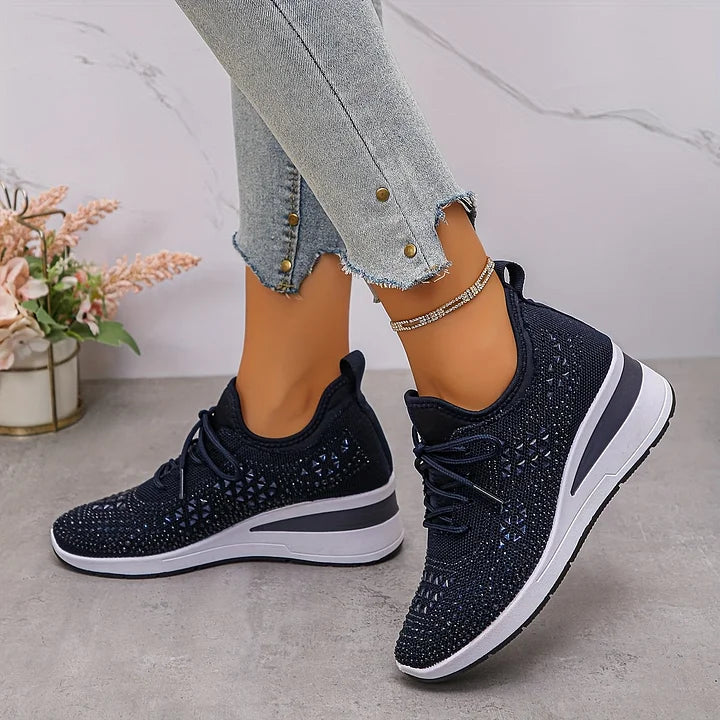 Claire – Baskets Orthopediques avec Strass Scintillants – Confort et Elegance