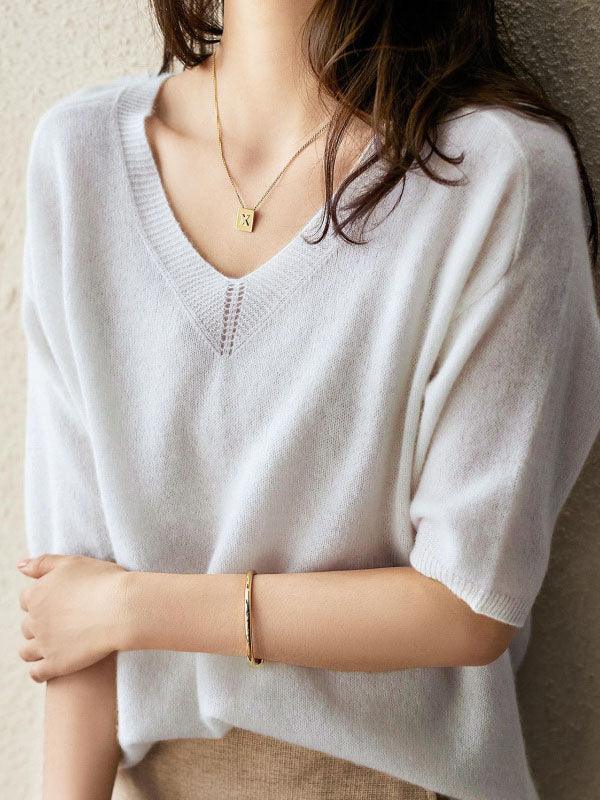 Beatrice - Pull de luxe à col en V en cachemire doux pour femmes