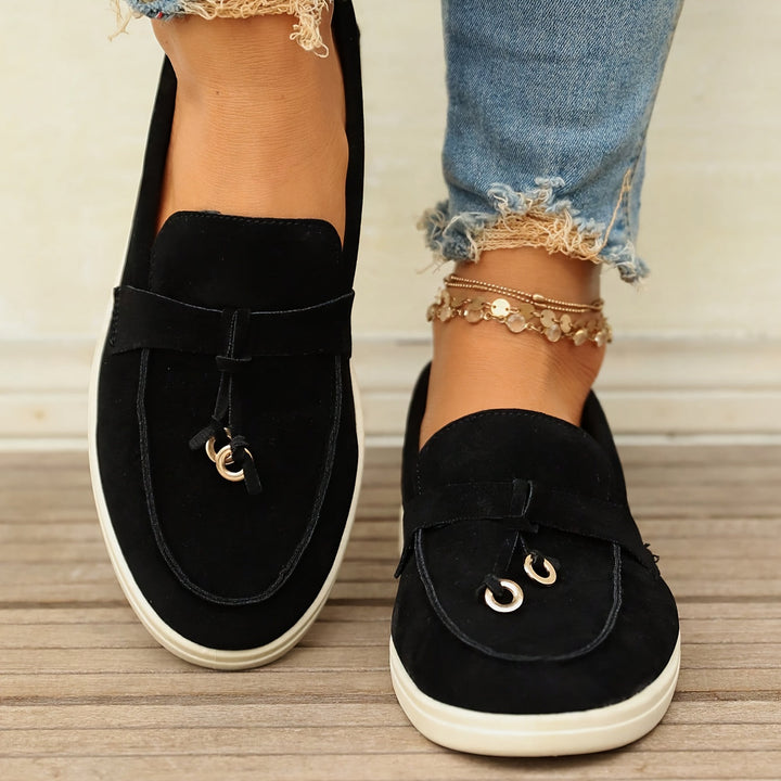 Mila | Mocassins à glands élégants pour femmes avec anneau en fer stylisé et décorations uniques