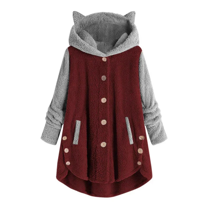 Dasha - Sweat à capuche en polaire avec oreilles de chat câlines